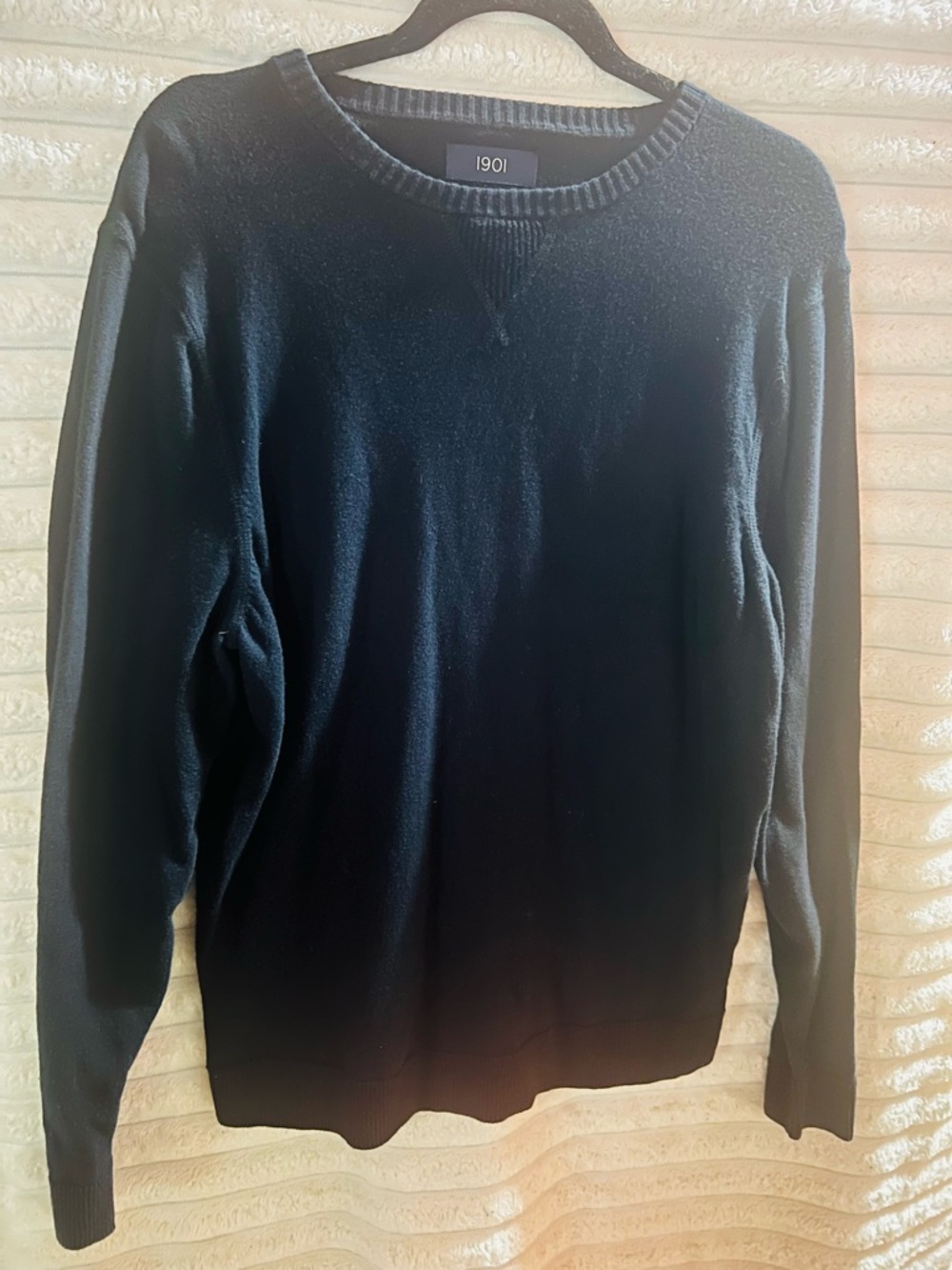 1901 Men's Navy/Black Crewneck Knit Sweater 5% cashmere size L